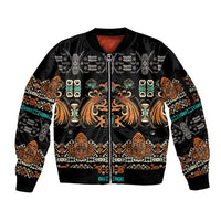 Black Batik Papua-inspired Pattern Sleeve Zip Bomber Jacket LT9 Unisex Black - Polynesian Pride