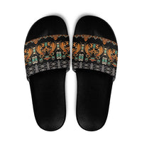 Black Batik Papua-inspired Pattern Slide Sandals LT9 Black - Polynesian Pride