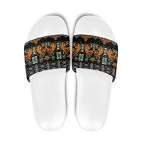 Black Batik Papua-inspired Pattern Slide Sandals LT9 Black - Polynesian Pride