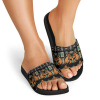 Black Batik Papua-inspired Pattern Slide Sandals LT9 - Polynesian Pride