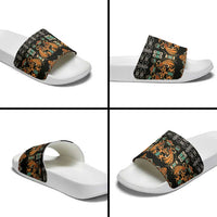 Black Batik Papua-inspired Pattern Slide Sandals LT9 - Polynesian Pride
