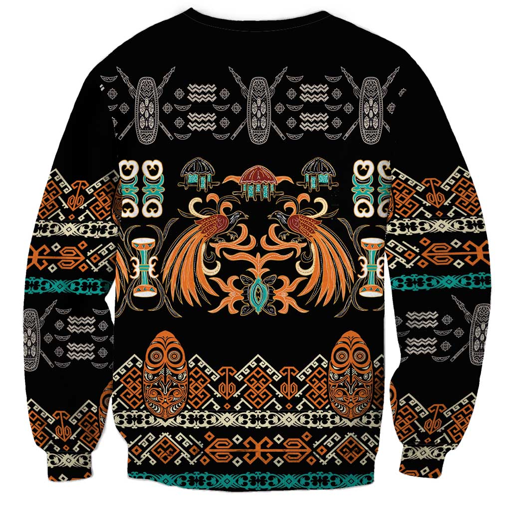 Black Batik Papua-inspired Pattern Sweatshirt LT9 - Polynesian Pride