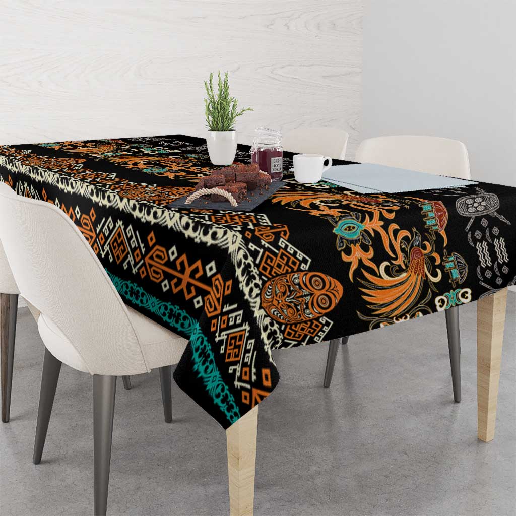Black Batik Papua-inspired Pattern Tablecloth - Polynesian Pride
