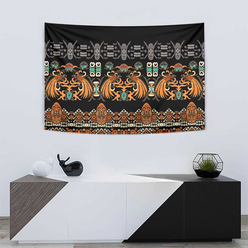 Black Batik Papua-inspired Pattern Tapestry LT9 - Polynesian Pride
