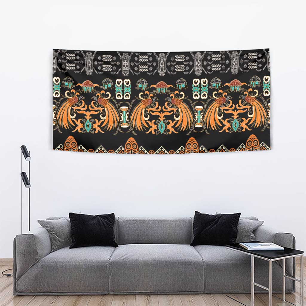 Black Batik Papua-inspired Pattern Tapestry LT9 - Polynesian Pride