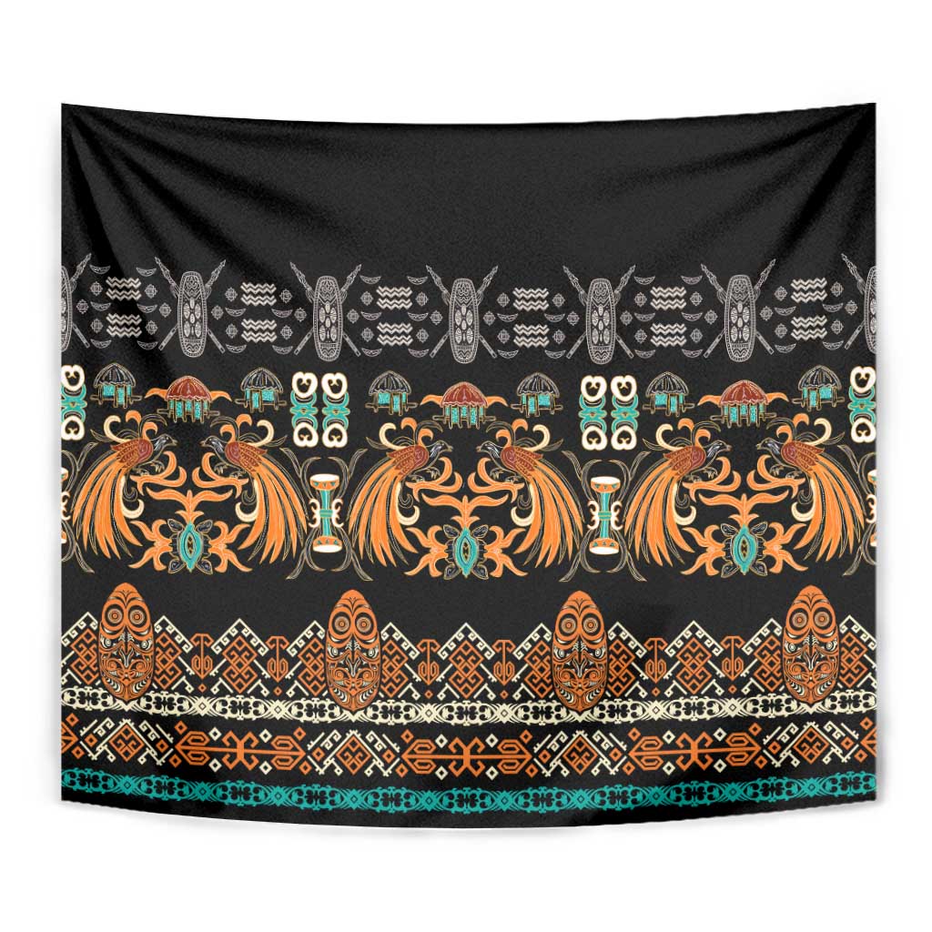 Black Batik Papua-inspired Pattern Tapestry LT9 - Polynesian Pride