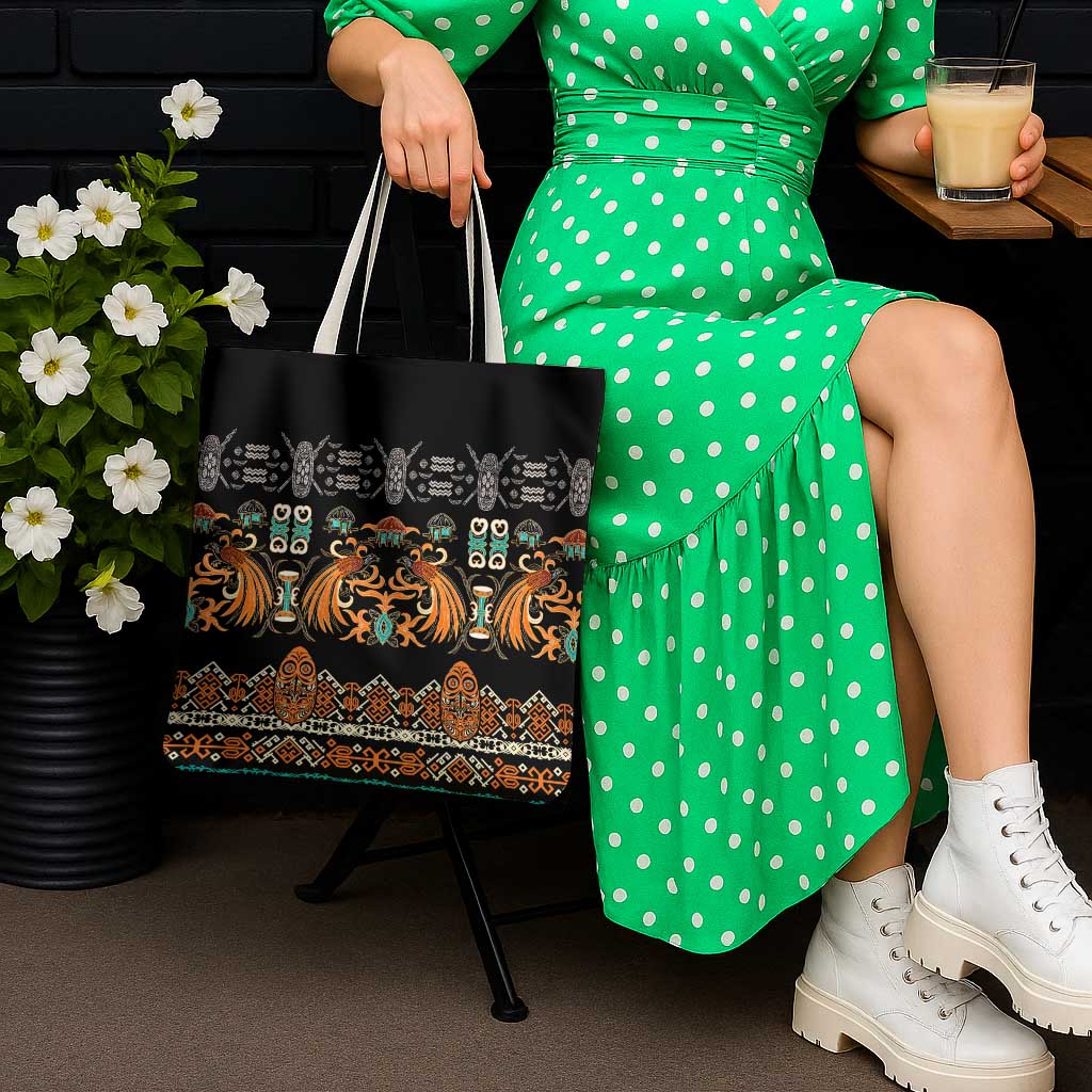 Black Batik Papua-inspired Pattern Tote Bag - Polynesian Pride