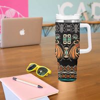 Black Batik Papua-inspired Pattern Tumbler With Handle LT9 - Polynesian Pride