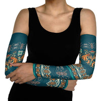 Dark Cyan Blue Batik Papua-inspired Pattern Arm Sleeves - Polynesian Pride