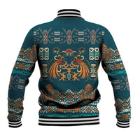 Dark Cyan Blue Batik Papua-inspired Pattern Baseball Jacket - Polynesian Pride