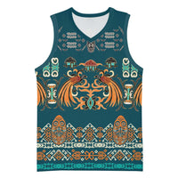Dark Cyan Blue Batik Papua-inspired Pattern Basketball Jersey LT9 Unisex Blue - Polynesian Pride