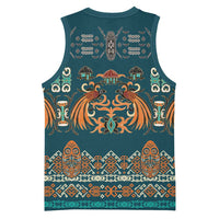 Dark Cyan Blue Batik Papua-inspired Pattern Basketball Jersey LT9 - Polynesian Pride