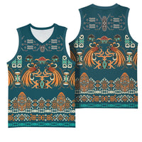 Dark Cyan Blue Batik Papua-inspired Pattern Basketball Jersey LT9 - Polynesian Pride