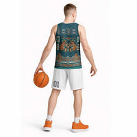 Dark Cyan Blue Batik Papua-inspired Pattern Basketball Jersey LT9 - Polynesian Pride