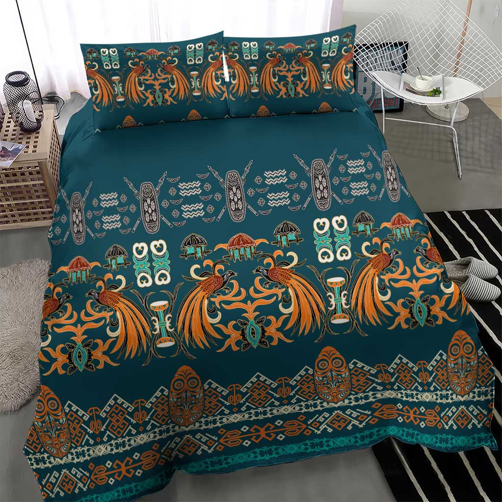 Dark Cyan Blue Batik Papua-inspired Pattern Bedding Set LT9 - Polynesian Pride
