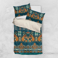 Dark Cyan Blue Batik Papua-inspired Pattern Bedding Set LT9 US Twin 172cm x 218cm Blue - Polynesian Pride