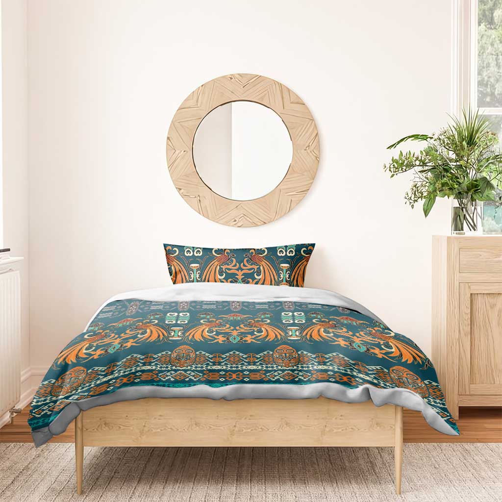 Dark Cyan Blue Batik Papua-inspired Pattern Bedding Set LT9 - Polynesian Pride