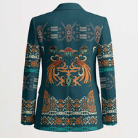 Dark Cyan Blue Batik Papua-inspired Pattern Blazer LT9 - Polynesian Pride