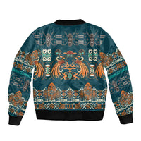 Dark Cyan Blue Batik Papua-inspired Pattern Bomber Jacket LT9 - Polynesian Pride