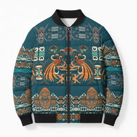 Dark Cyan Blue Batik Papua-inspired Pattern Bomber Puffer Jacket LT9 Unisex Blue - Polynesian Pride