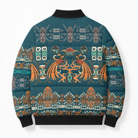 Dark Cyan Blue Batik Papua-inspired Pattern Bomber Puffer Jacket LT9 - Polynesian Pride