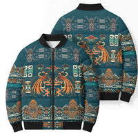 Dark Cyan Blue Batik Papua-inspired Pattern Bomber Puffer Jacket LT9 - Polynesian Pride