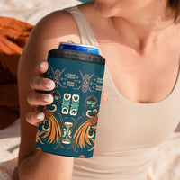 Dark Cyan Blue Batik Papua-inspired Pattern 4 in 1 Can Cooler Tumbler - Polynesian Pride