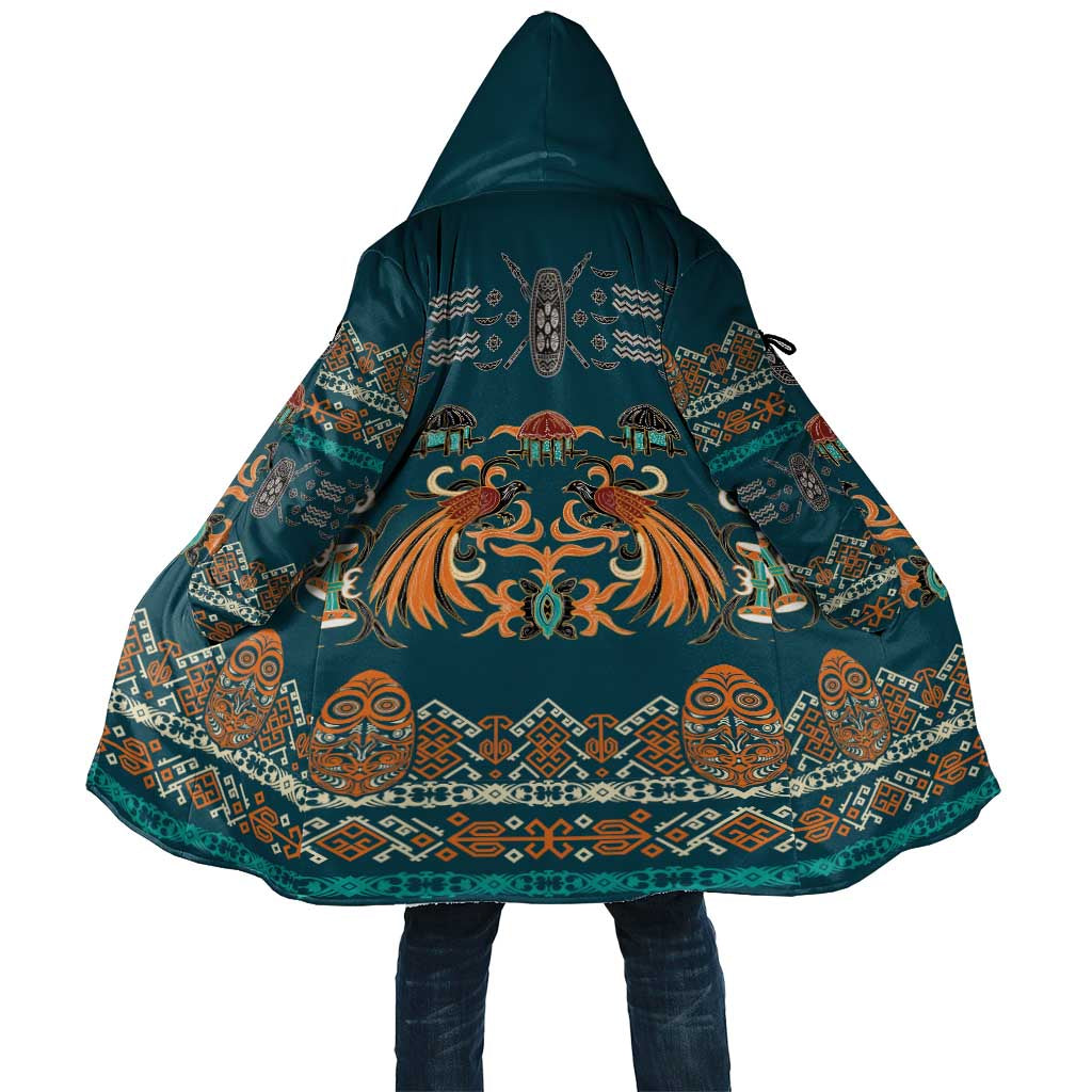 Dark Cyan Blue Batik Papua-inspired Pattern Cloak - Polynesian Pride