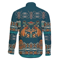 Dark Cyan Blue Batik Papua-inspired Pattern Family Matching Long Sleeve Bodycon Dress and Hawaiian Shirt - Polynesian Pride