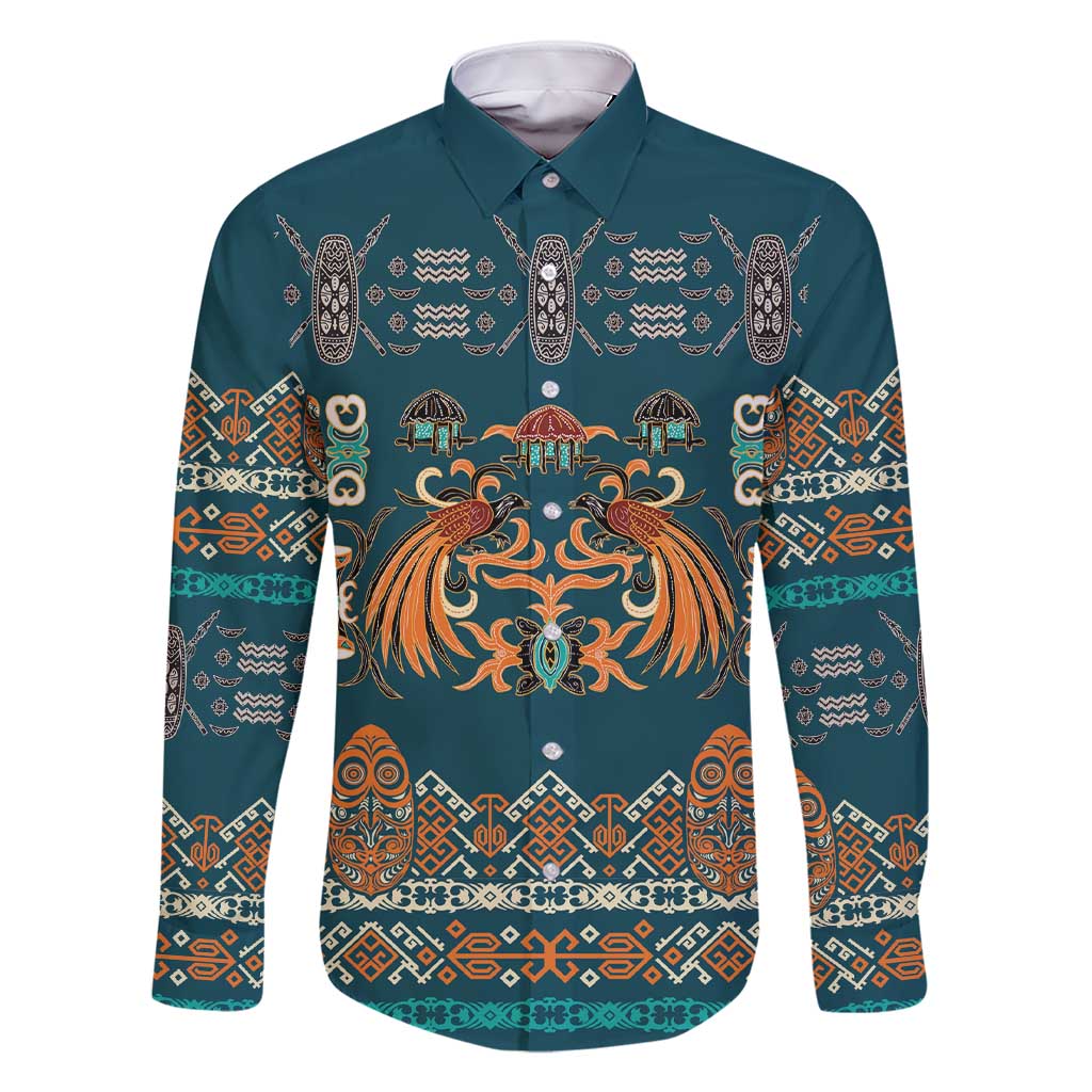 Dark Cyan Blue Batik Papua-inspired Pattern Family Matching Short Sleeve Bodycon Dress and Hawaiian Shirt - Polynesian Pride