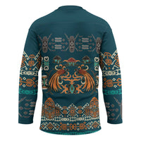 Dark Cyan Blue Batik Papua-inspired Pattern Hockey Jersey LT9 - Polynesian Pride