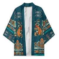 Dark Cyan Blue Batik Papua-inspired Pattern Kimono LT9 Unisex Blue - Polynesian Pride