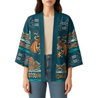 Dark Cyan Blue Batik Papua-inspired Pattern Kimono LT9 - Polynesian Pride