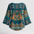 Dark Cyan Blue Batik Papua-inspired Pattern Kimono Sleeve Blouse - Polynesian Pride