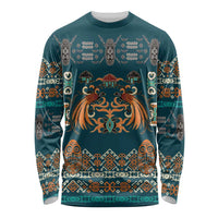 Dark Cyan Blue Batik Papua-inspired Pattern Long Sleeve Shirt LT9 Unisex Blue - Polynesian Pride