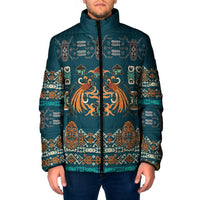 Dark Cyan Blue Batik Papua-inspired Pattern Padded Jacket LT9 Men Blue - Polynesian Pride