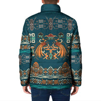 Dark Cyan Blue Batik Papua-inspired Pattern Padded Jacket LT9 - Polynesian Pride