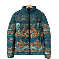 Dark Cyan Blue Batik Papua-inspired Pattern Padded Jacket LT9 - Polynesian Pride