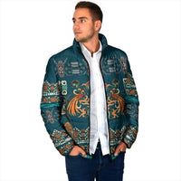 Dark Cyan Blue Batik Papua-inspired Pattern Padded Jacket LT9 - Polynesian Pride