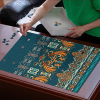 Dark Cyan Blue Batik Papua-inspired Pattern Puzzle - Polynesian Pride
