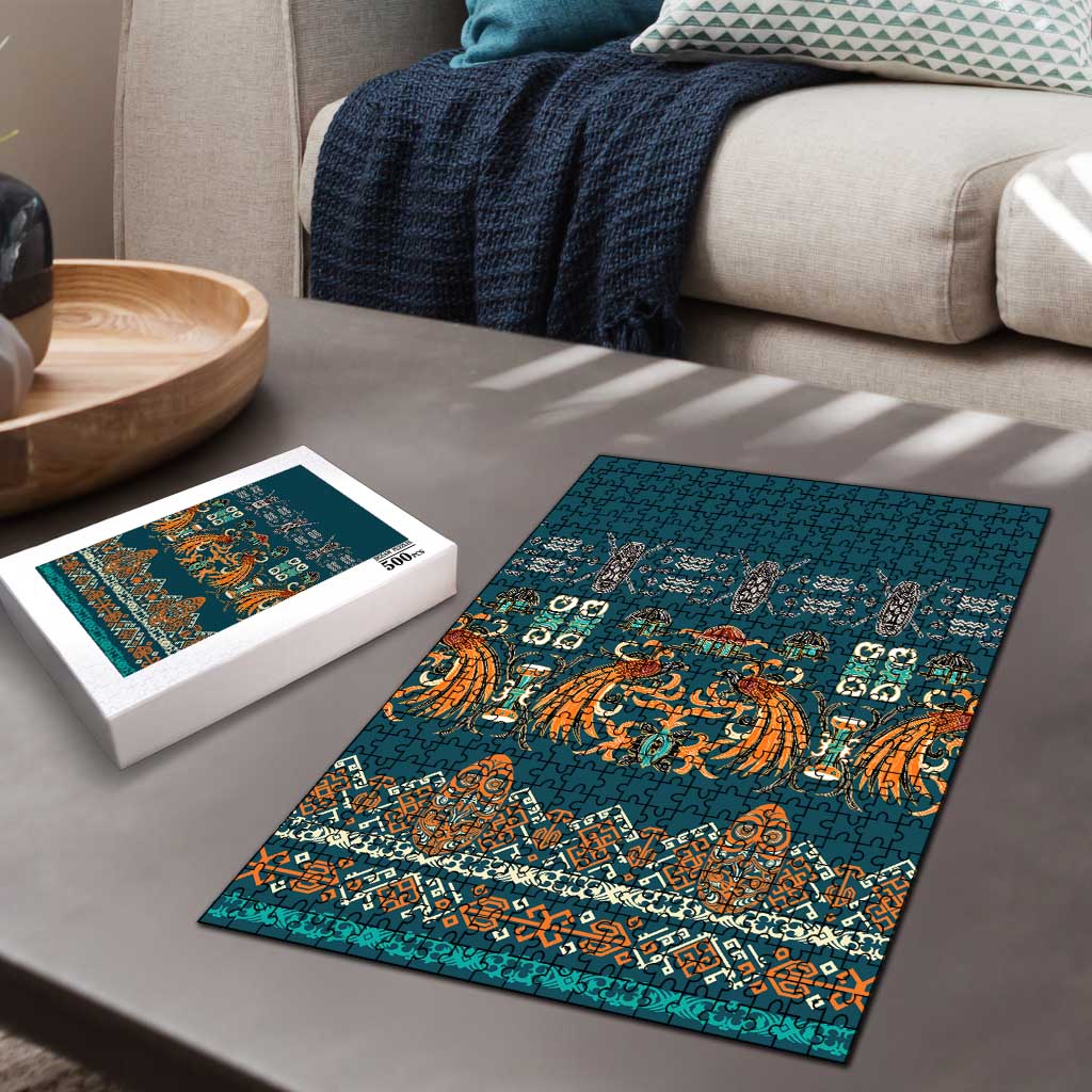 Dark Cyan Blue Batik Papua-inspired Pattern Puzzle - Polynesian Pride