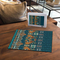 Dark Cyan Blue Batik Papua-inspired Pattern Puzzle - Polynesian Pride