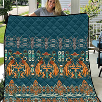 Dark Cyan Blue Batik Papua-inspired Pattern Quilt LT9 Blue - Polynesian Pride