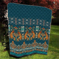 Dark Cyan Blue Batik Papua-inspired Pattern Quilt LT9 - Polynesian Pride