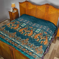 Dark Cyan Blue Batik Papua-inspired Pattern Quilt LT9 - Polynesian Pride