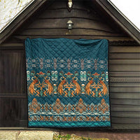 Dark Cyan Blue Batik Papua-inspired Pattern Quilt LT9 - Polynesian Pride