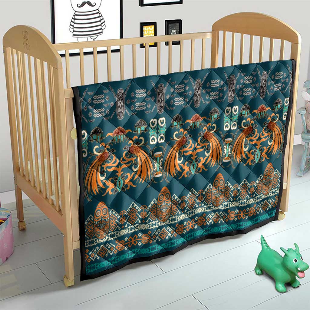 Dark Cyan Blue Batik Papua-inspired Pattern Quilt LT9 - Polynesian Pride