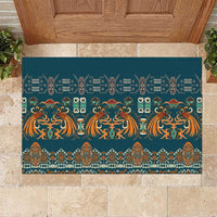 Dark Cyan Blue Batik Papua-inspired Pattern Rubber Doormat LT9 Blue - Polynesian Pride