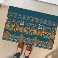 Dark Cyan Blue Batik Papua-inspired Pattern Rubber Doormat LT9 - Polynesian Pride