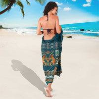 Dark Cyan Blue Batik Papua-inspired Pattern Sarong LT9 - Polynesian Pride